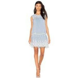 Joie Small Josune Blue Floral Embroidered Sleeveless Dress